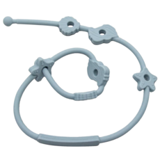 OhBabyLying 矽膠玩具鏈, 藍色, 柔軟安全, 一體成型易清洗, 防掉落多功能, 1條