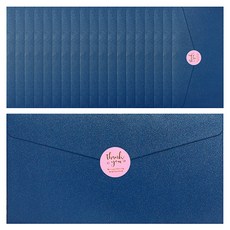 Cherish Young Art 感謝信封 20入 + 貼紙 30入, 海軍藍(信封), 粉紅色(貼紙), 1套