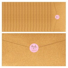 Cherish Young Art 感謝信封 20入 + 貼紙 30入, 金色(信封), 粉紅色(貼紙), 1套
