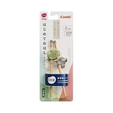 Combi 康貝 木製三階段學習筷 Set, 左手綠, 1雙