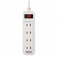 TECO 東元 一開四插轉接電源線組 1650W, 2.7m, 白色, 1個