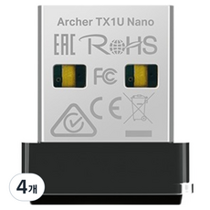 티피링크 AX300 Wi-Fi 6 무선 나노 USB 랜카드 데스크탑용, 4개, Archer TX1U Nano