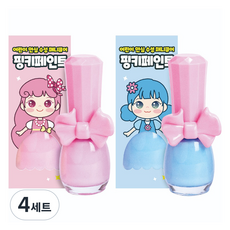 아임핑키 핑키페인트 어린이 매니큐어 9ml x 2종 세트, 딸기우유, 하늘구름, 4세트 딸기우유, 하늘구름, 4세트