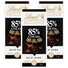 Lindt 瑞士蓮 Excellence 85% 可可黑巧克力, 3個, 100g