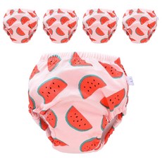 我家寶貝 6層紗寶寶學習褲, 腰腿鬆緊帶設計, 透氣吸水力強, L, 西瓜, 5件