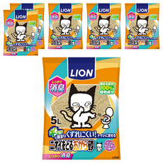 LION 獅王 除臭豆腐砂 5L, 易溶於水 可沖馬桶, 6包