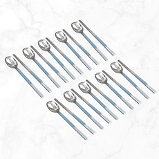 Willive 韓國製 304不鏽鋼 De Goa 陶瓷餐具組, 湯匙 10p + 筷子 10p, 深藍色, 1個