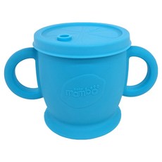 兒童矽膠兩用水杯，耐熱-20°C至220°C，安全柔軟矽膠材質，附吸管, 藍色, 300ml, 1個