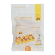 PETCOOK 派庫廚房 酥卵地瓜球凍乾, 貓狗零食, 地瓜, 100g, 1包