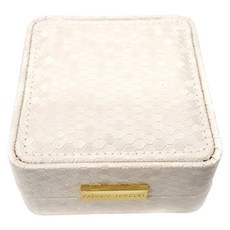 BAMISHOP 蜂巢皮革手鍊求婚收納盒, 1個, 象牙白