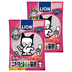 LION 獅王 貓用紙砂 凝固型 10L 大粒, 無香料, 2包