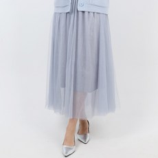 Elsso 高腰網狀A字雪紡長裙