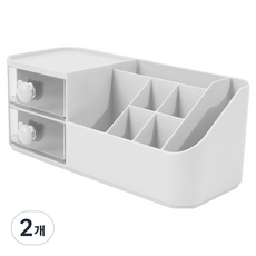 미소로운 귀여운 손잡이 사무용품 정리함, 화이트, 2개