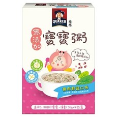 QUAKER 桂格 無添加寶寶粥 5個月以上 4入, 豬肉鮮蔬, 600g, 1盒