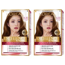 로레알파리 엑셀랑스 크림 빗캡으로 간편한 새치염색 염모제, 6.30호 골드 브라운, 2개
