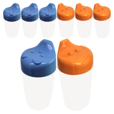 더본 수컵 하드 스파우트 컵, 하늘색 + 오렌지색, 4세트, 250ml