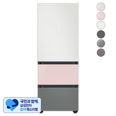 [삼성 감사 페스티벌] [색상선택형] 삼성전자 비스포크 김치플러스 냉장고 방문설치, 코타 화이트 + 글램 핑크 + 새틴 그레이, RQ33A74A1AP