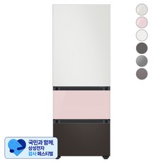 [삼성 감사 페스티벌] [색상선택형] 삼성전자 비스포크 김치플러스 냉장고 방문설치, 코타 화이트 + 글램 핑크 + 코타 차콜, RQ33A74A1AP
