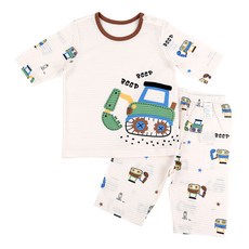 메이키즈 남아용 그린중장비 7부변화지 내의 세트