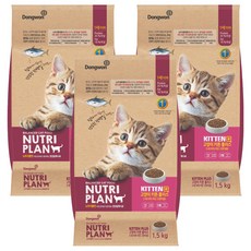 동원뉴트리플랜 키튼 플러스 건식사료, 참치, 1.5kg, 3개