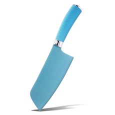 MiyAco 米雅可 輕漾不沾中式切片刀, 曲線防滑握把, 鋒利好切, 特級合金不鏽鋼, 天藍色, 1支, 30 x 6.5cm