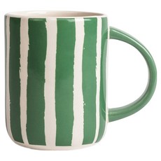 瑞典 BYON Liz 直條紋馬克杯 陶瓷材質 280ml, 綠色，白色, 1個