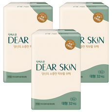 디어스킨 에어엠보 생리대 날개형, 대형, 32개입, 3개