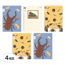 모닝글로리 채움노트 초등 스프링 노트 1-2 쓰기 10칸 3종 + 랜덤발송 2p 세트 A, 사슴벌레, 기차, 댕댕오레오, 4세트