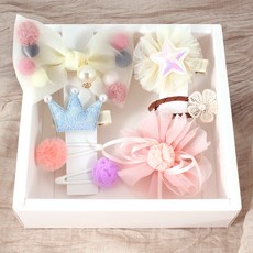 童款可愛蝴蝶結花朵皇冠造型髮夾 7入組