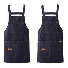 時尚素色牛仔大口袋圍裙 元寶兜 藍色, 2入