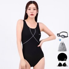 아쿠아티카 여성 실내수영복 AQA1507 + 일반용 수경 6종 세트