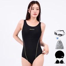 AQUATICA 女款連身泳衣+運動蛙鏡 6件組