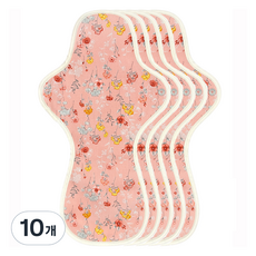 eechae 花朵翅膀型棉質衛生棉 粉紅芙蘿拉, 10個, 1入, 夜用