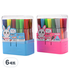 블루마토 미니 사각통 사인펜 18색 케이스 No.2578-18, 랜덤 발송, 6세트