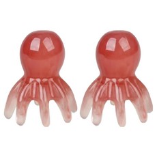 ADUNE 章魚頭皮刮痧頭部指壓按摩器, 2個, 紅色