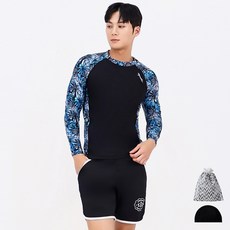 aquatica 男士防曬泳衣上衣 + AQAMAX海灘褲 + 彈性泳帽 + 塑膠袋