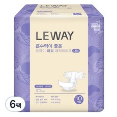 미래생활 남녀공용 르웨이 파워 매직테이프 성인기저귀, 대형, 10개입, 6개
