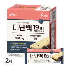 티에프티 더단백 브라우니바 쿠키 앤 크림 9p, 2개, 40g