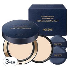 에이지투웨니스 벨벳 래스팅 팩트 본품 14g + 리필 14g 세트, 21N 소프트, 3개