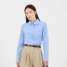 Elsso 女款修身微短版長袖襯衫上衣