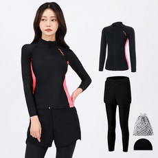 aquatica 女款拉鍊式防曬衣 AQAWZF + 假兩件式緊身短褲 + 彈性泳帽 + 防水袋組合