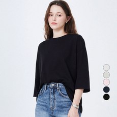 ELLE PARIS 여성용 통기성 오버핏 7부 소매 티셔츠