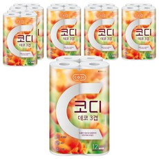 CODI 3層印花捲筒衛生紙 27m, 12入, 6個