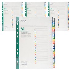 희망사무포인트 화일 PP 20분류 인덱스 홀더파일, 혼합 색상, 4개