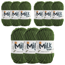 니뜨 밀크얀실 뜨개실 50g x 3p + 코튼라벨 세트, 3세트, 26모스그린