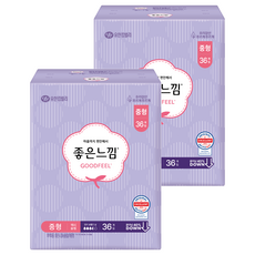 좋은느낌 오리지널 뉴슬림 생리대 날개형, 중형, 36개입, 2개