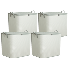 小麥購物 棉被衣物收納袋 C586 140L 灰白色 - 大容量可折疊衣物收納箱, 54 x 45 x 53cm, 4個