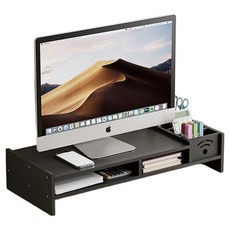 路德正 電腦螢幕增高架 螢幕支架 桌上型 49 x 20.4 x 10 cm, 黑色, 1個