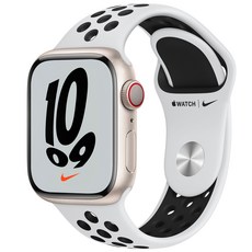 Apple 애플워치 7 GPS+Cellular, 41mm, 알루미늄, 스타라이트 케이스, 퓨어플래티넘/블랙 밴드