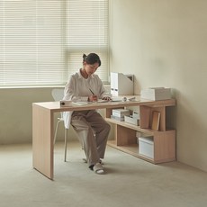 포더홈 퓨리 1600 책상 + 2단 책장 세트 방문설치, 내추럴